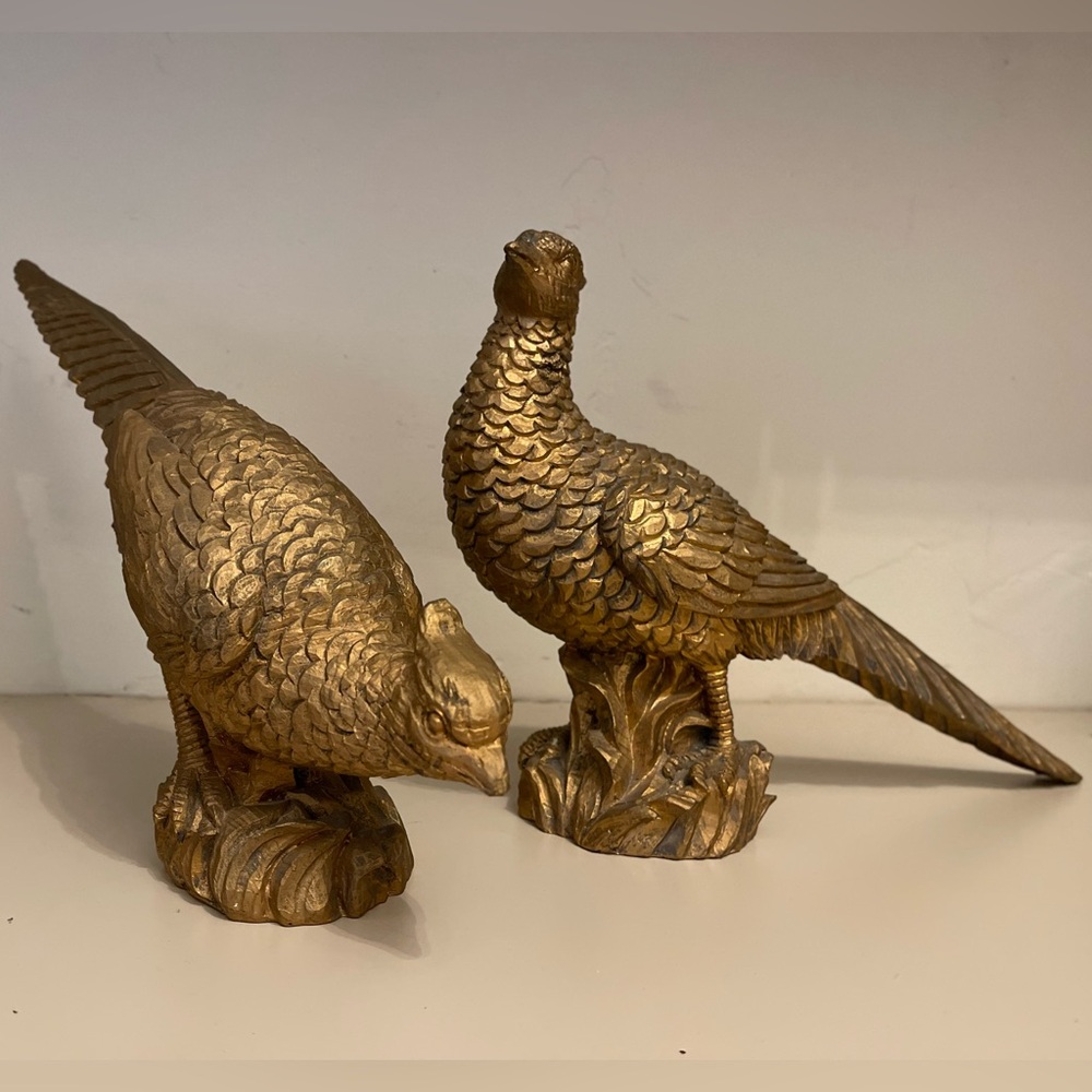 Vintage Brass/Gold Painted Pheasants Bird Decor